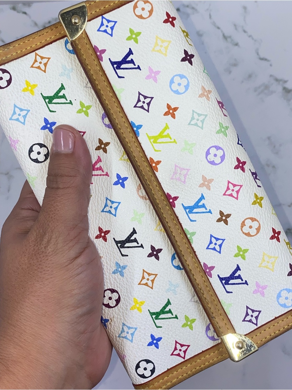 Louis Vuitton White Multicolor Monogram Canvas Fold Wallet - Picture 4 of 9